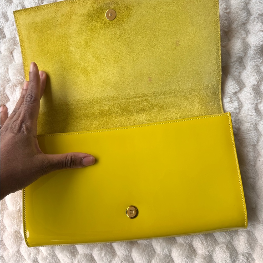 Saint Laurent YSL Patent Leather Clutch | Yellow | Italy | Authentic - Picture 5 of 8